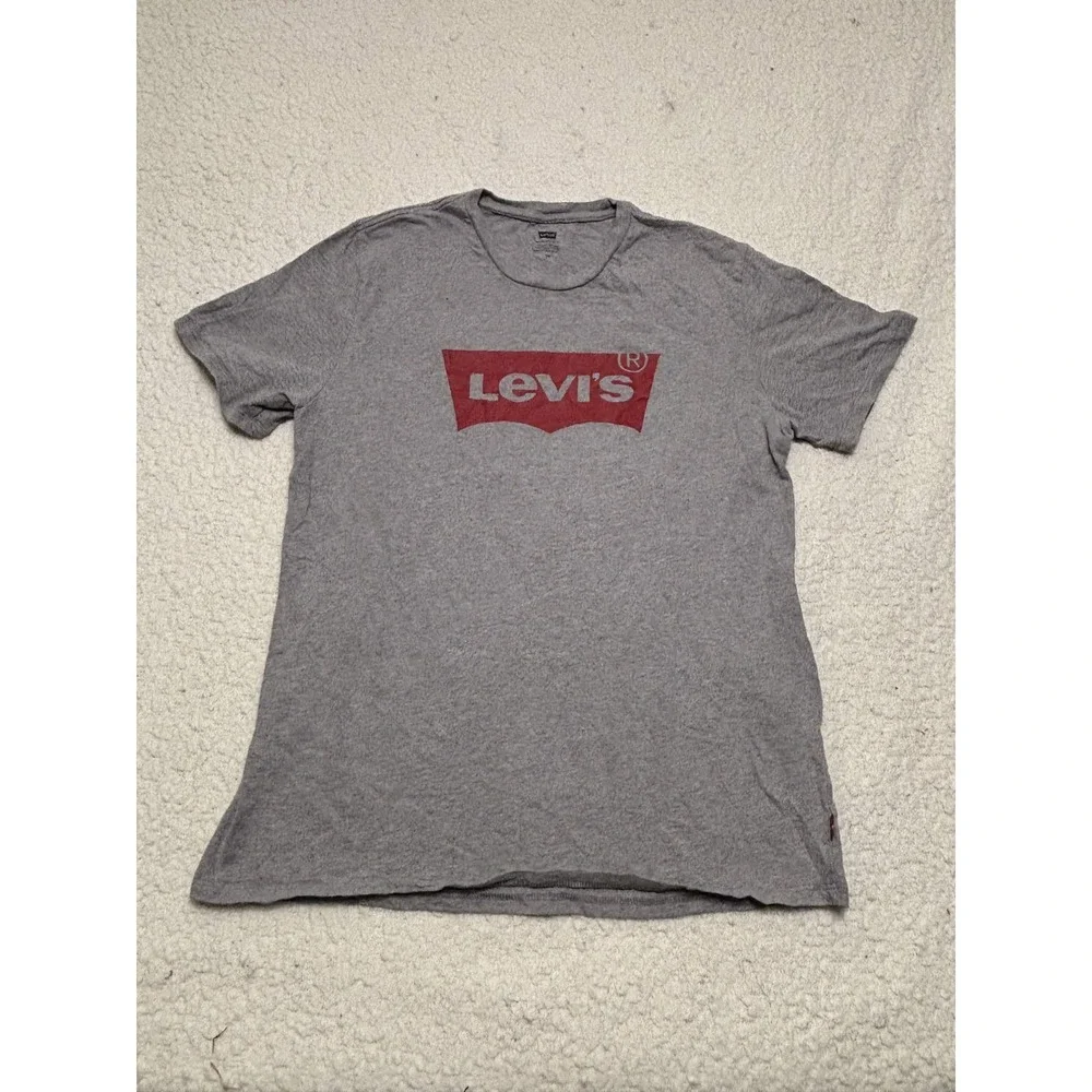 Levis Mens T-shirt Graphic Tee Gray Cotton Blend Batwing Logo 17783-0200 L